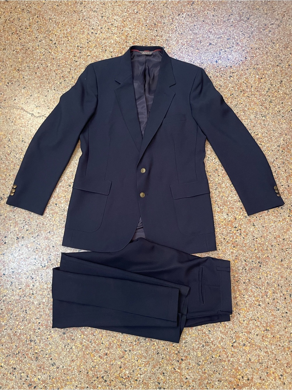 VTG Levis Action Suit and Pants 2 Piece Mens 44L Navy Blue Blazer Sport Coat